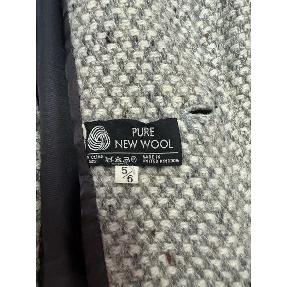 Multi Gray Wool Tweed Coat Women 5/6 Country Preppy Chunky 80s Cottage Vintage - Picture 5 of 8